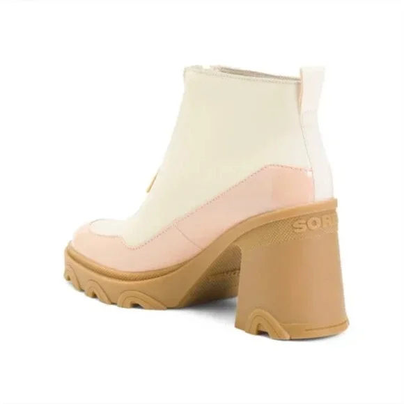 SOREL Brex Chelsea Zip Booties 8 NWT Boot Ankle White Platform Heel Leather - Picture 2 of 9